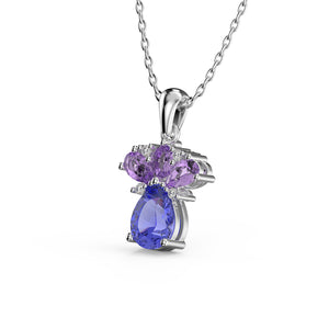 
            
                Load image into Gallery viewer, Custom Tanzanite, Amethyst and Diamond Pendant in 9k Yellow Gold
            
        