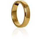 A product photo of a mens' ring made of 9k yellow gold. The band is 5mm tall and flat, and has bold squared edges.
