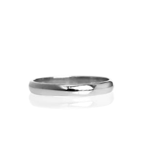 A product photo of a mens wedding band made of 9k yellow gold on a white background. The band is softly rounded in a "D" shape.