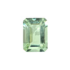 A loose 14x10mm emerald / octagonal green amethyst on a white background. This brilliant, pastel mint green amethyst, February's birthstone, is perfect for creating custom fine jewellery: including engagement rings, cocktail rings, or a striking birthstone pendant for a loved one born in February. The size is large, but small enough for use in everyday wearable jewellery - and is not limited to statement designs.