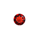 A loose 9mm round cut red Mozambican garnet gemstone on a white background. This brilliant, richly coloured garnet, January's birthstone, is perfect for creating custom fine jewellery: including engagement rings, cocktail rings, or a striking birthstone pendant for a loved one born in January. The colouring is a deep, rich scarlet red. The size is large, but small enough for use in everyday wearable jewellery - and is not limited to statement designs.