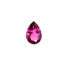 A loose 10x7mm pear deeply-coloured grape garnet gemstone on a white background. This large, brilliantly cut natural grape garnet displays a vibrant warm purple, winelike hue, perfect for use in bespoke luxury jewellery designs. An excellent choice for a January birthstone pendant, or as an addition to one's personal gemstone collection.