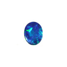 A product photo featuring a 10x8mm oval opal doublet on a white background. The gem displays a vibrant play-of-colour with flashes of green, red and blue against a dark base. Its substantial size makes it a perfect centre stone for a bespoke solitaire ring or statement pendant. A practical and high-impact October birthstone for custom jewellery designs.