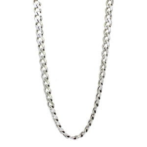 A product photo of a men's silver chain on a blank white background. The chain has classic, rounded 220 gauge ovoid-shaped links.